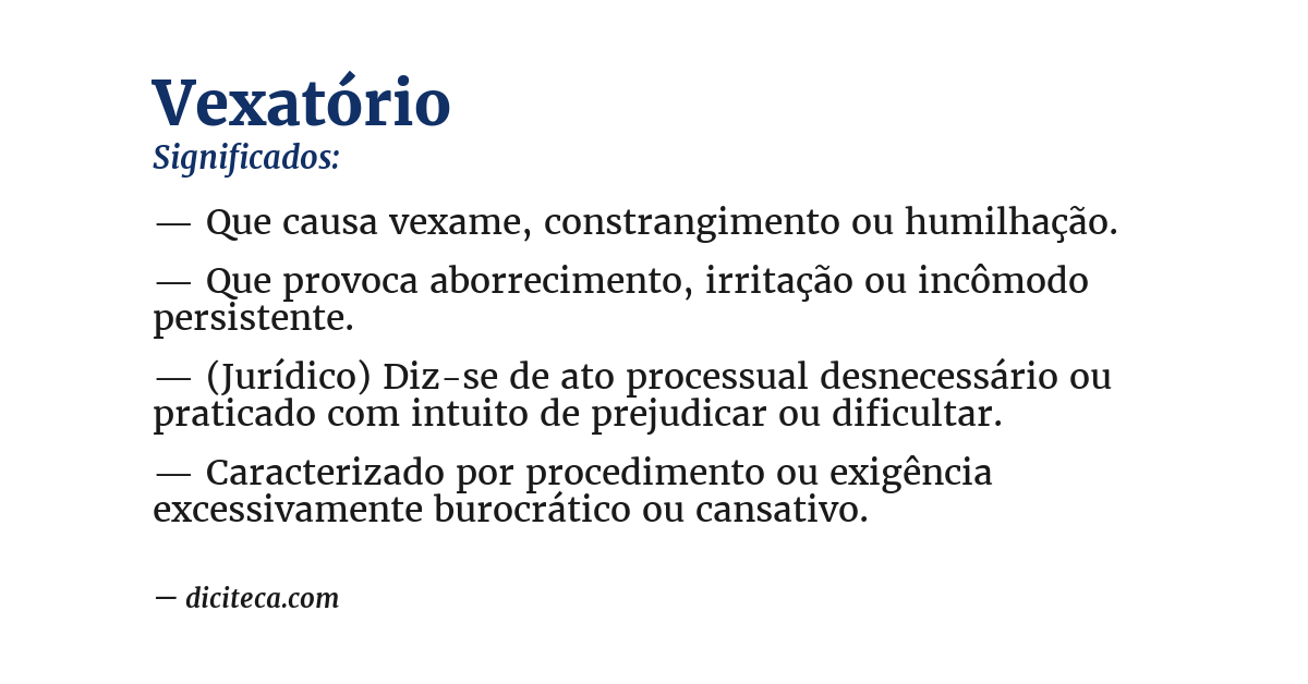 Significado de vexatório