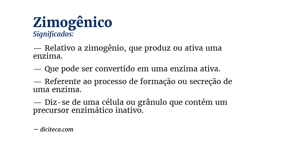 Significado de zimogênico