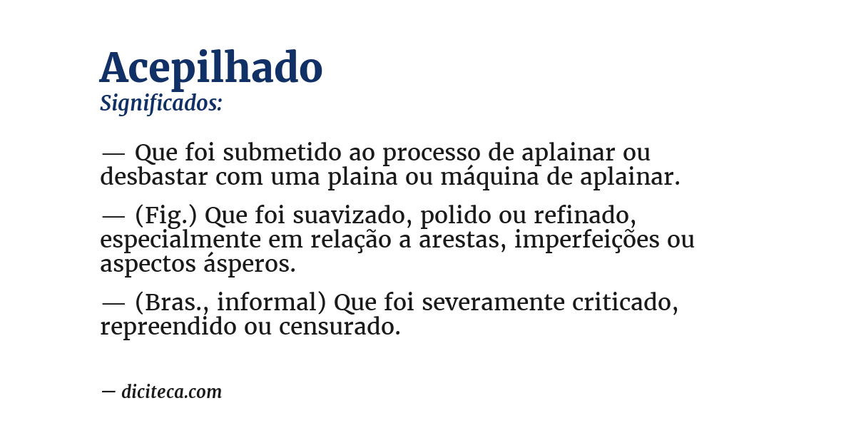 Significado de acepilhado