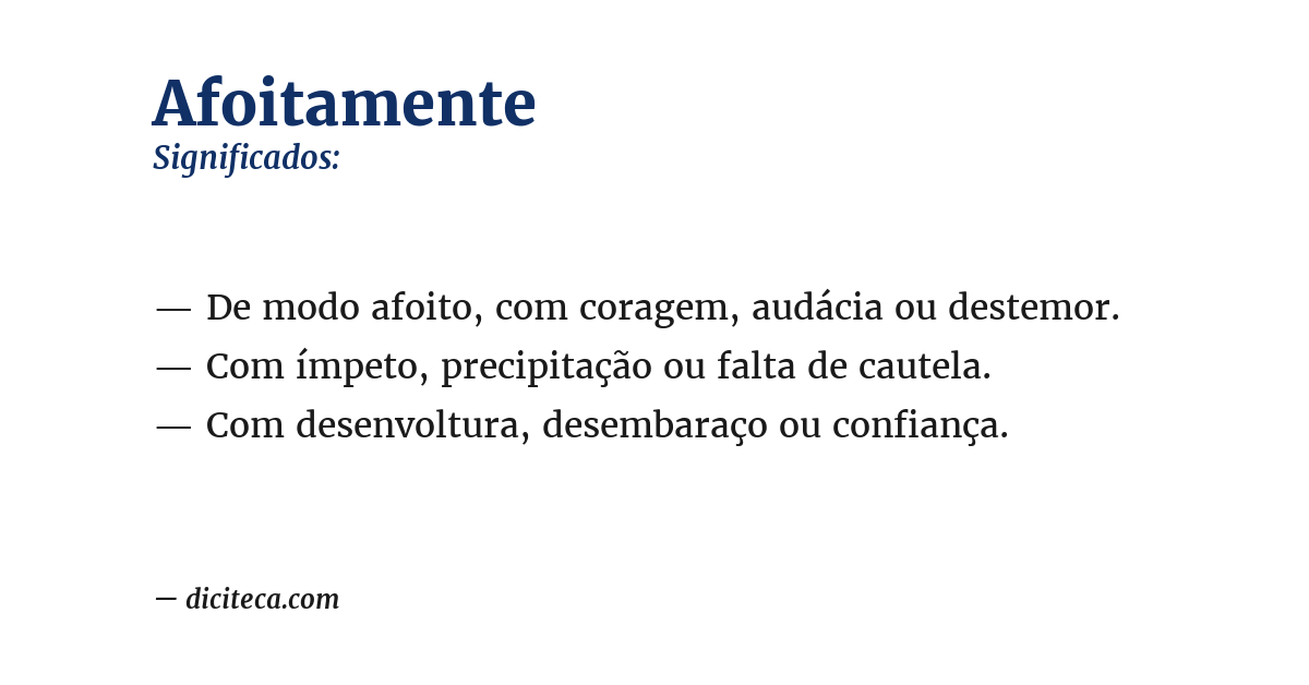 Significado de afoitamente