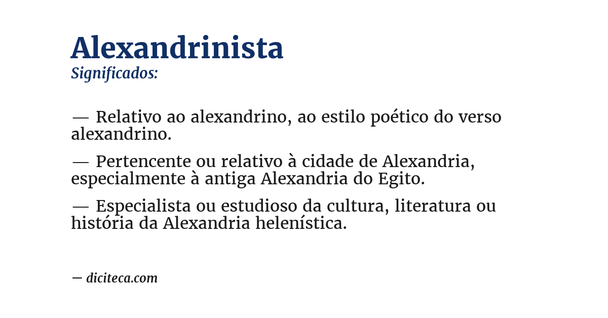 Significado de alexandrinista