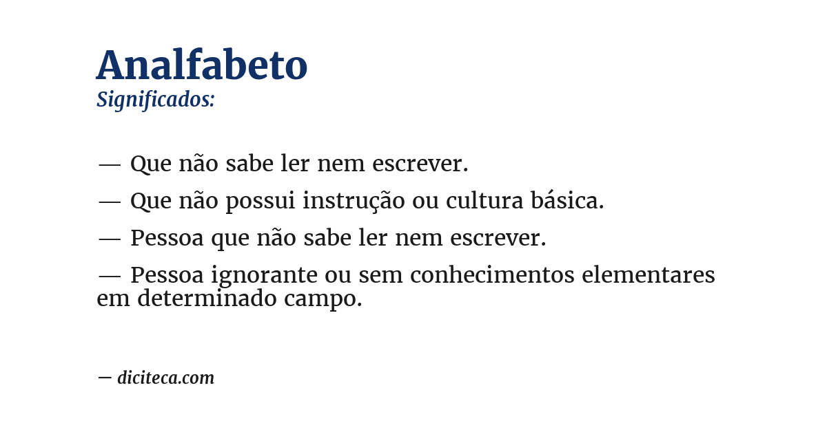 Significado de analfabeto