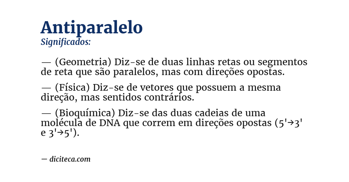 Significado de antiparalelo
