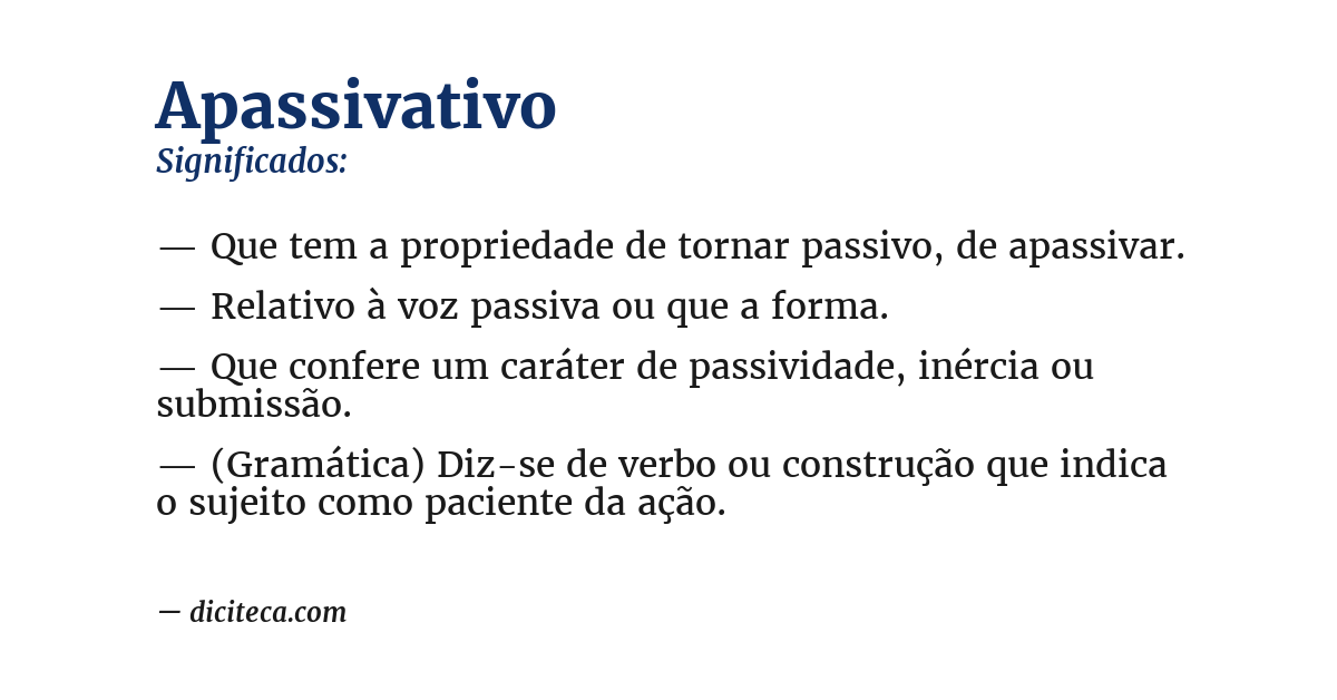 Significado de apassivativo