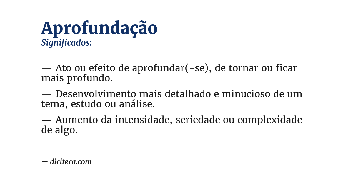 Significado de aprofundação