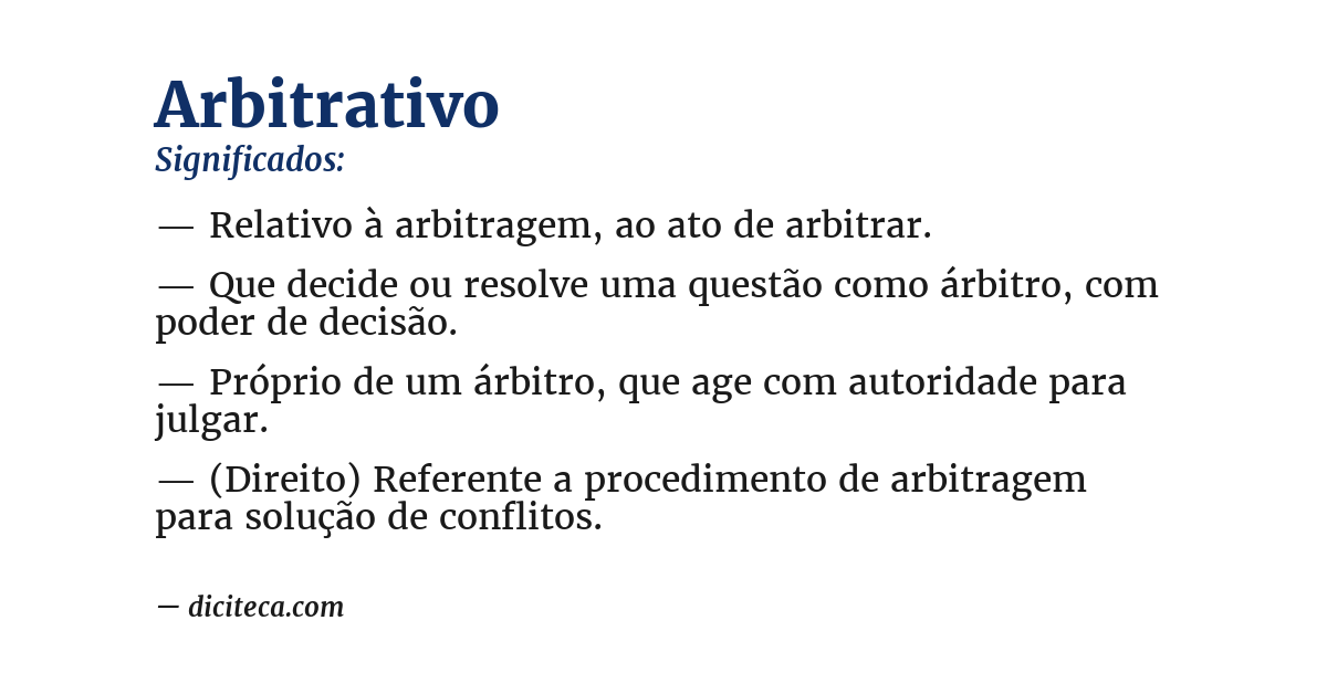 Significado de arbitrativo