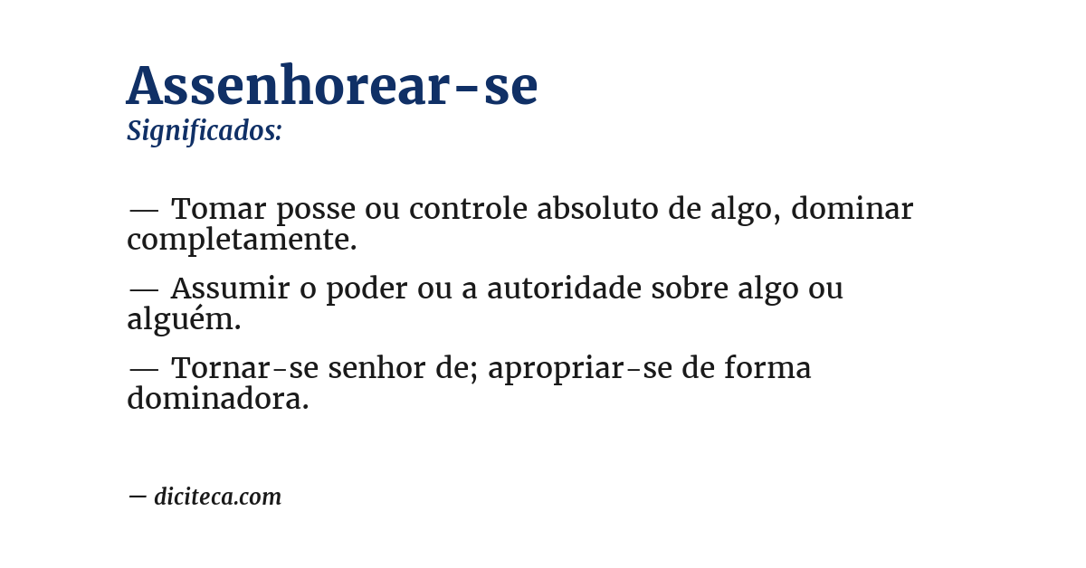 Significado de assenhorear-se