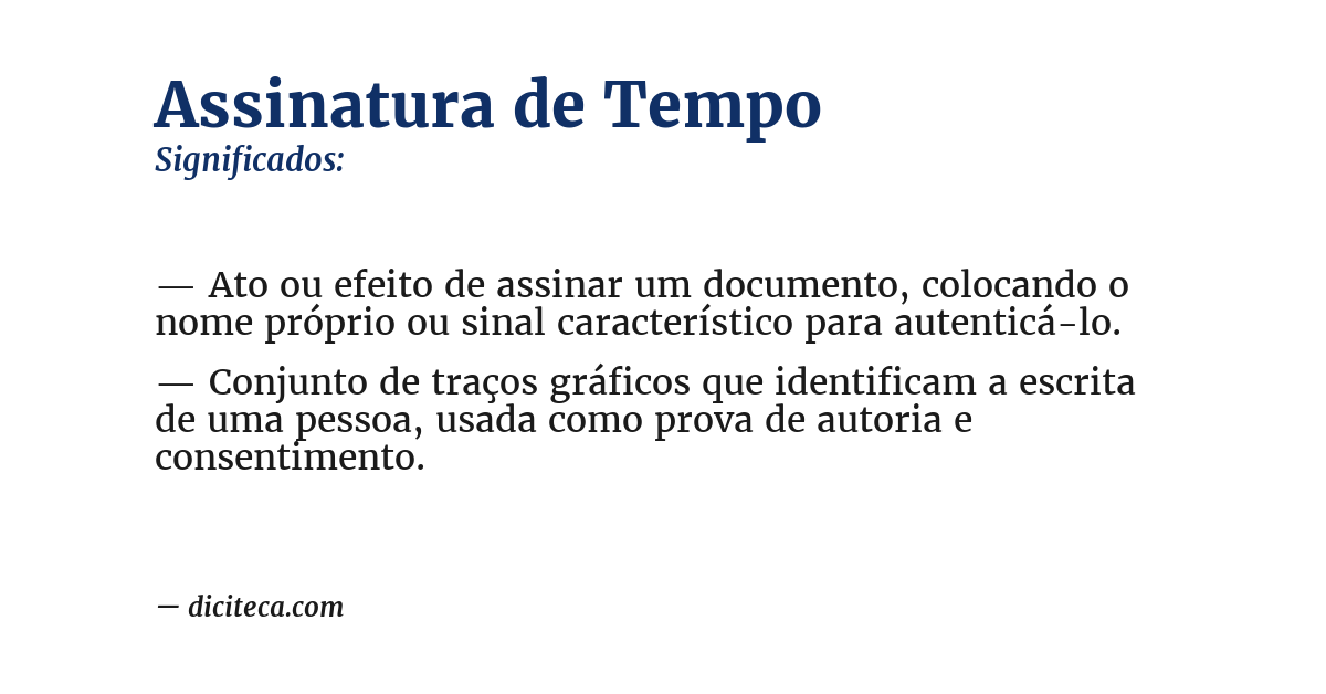 Significado de assinatura de tempo