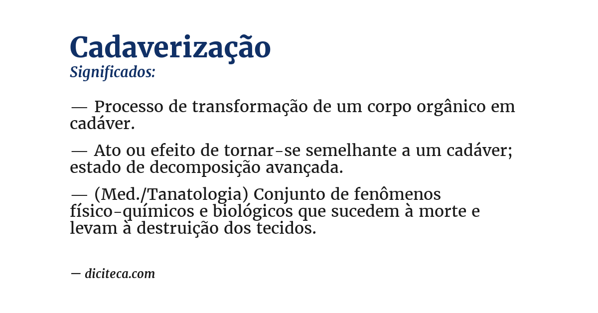 Significado de cadaverização