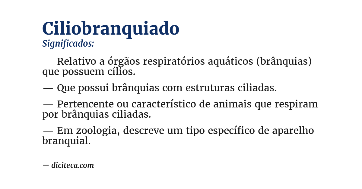 Significado de ciliobranquiado