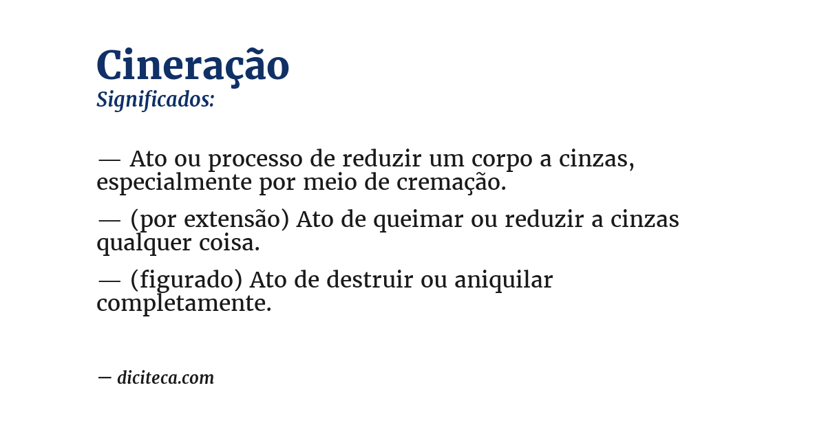 Significado de cineração
