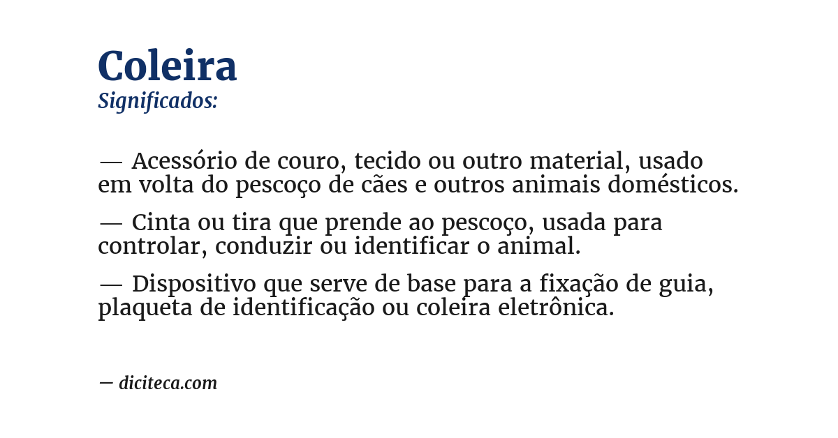 Significado de coleira