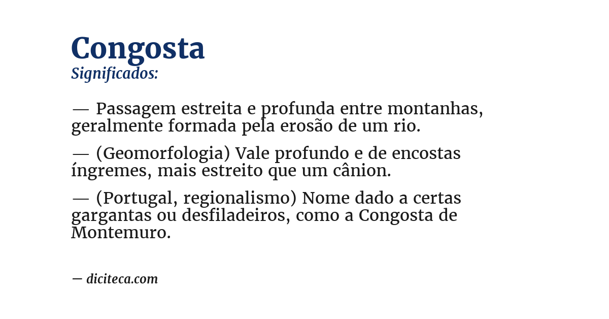 Significado de congosta