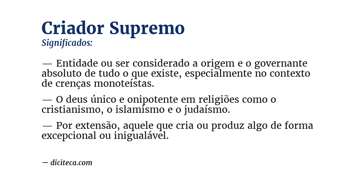 Significado de criador supremo
