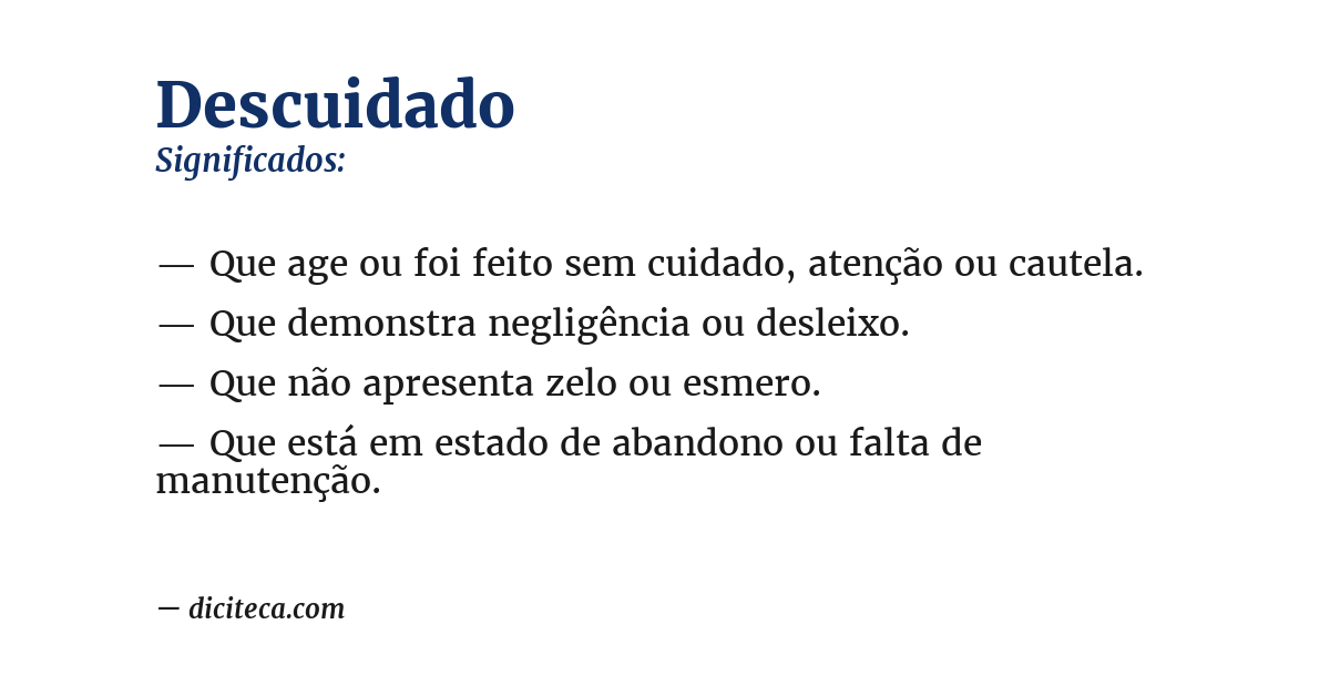 Significado de descuidado