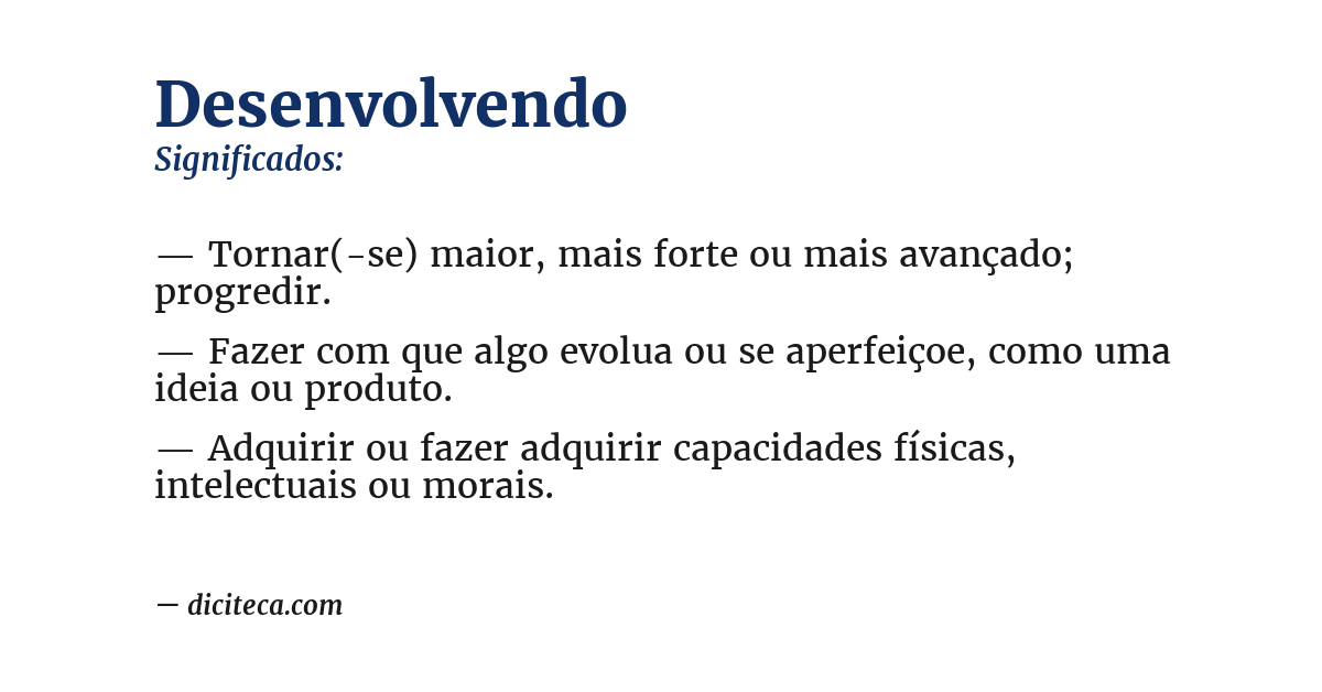Significado de desenvolvendo