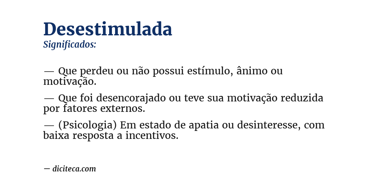 Significado de desestimulada