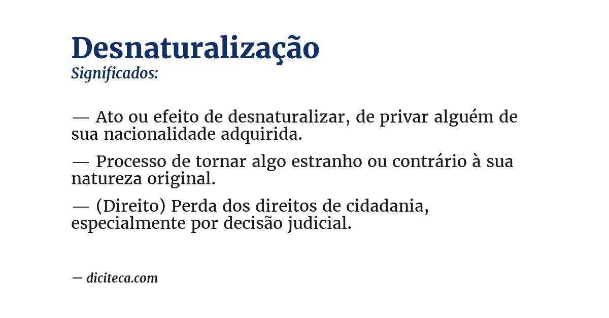 Significado de desnaturalização