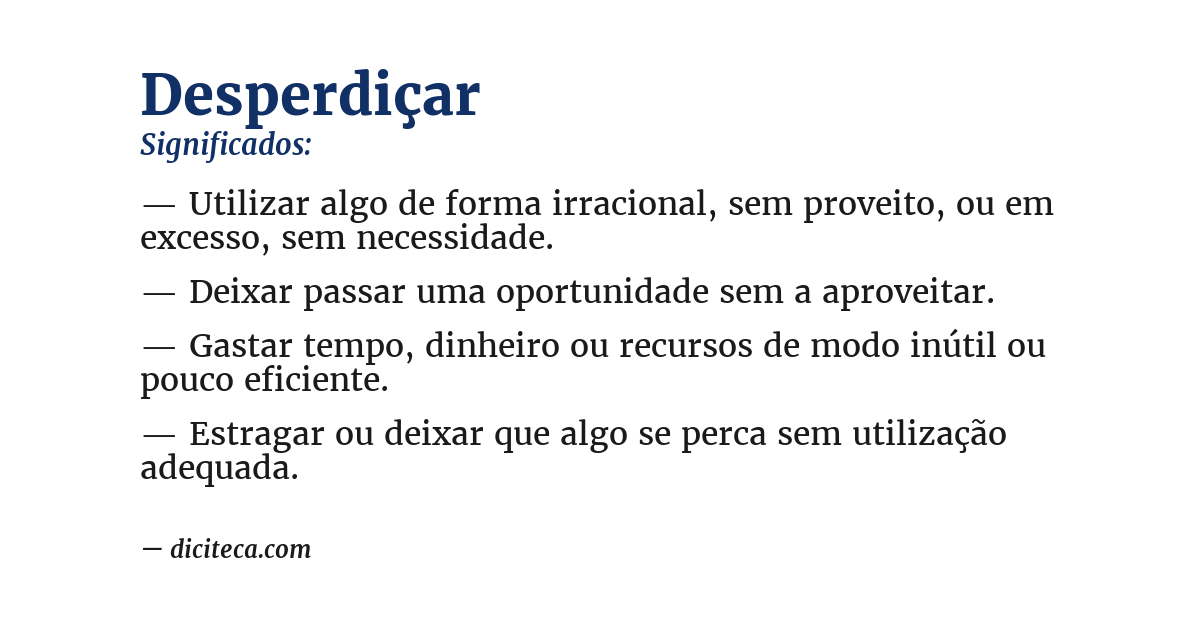 Significado de desperdiçar