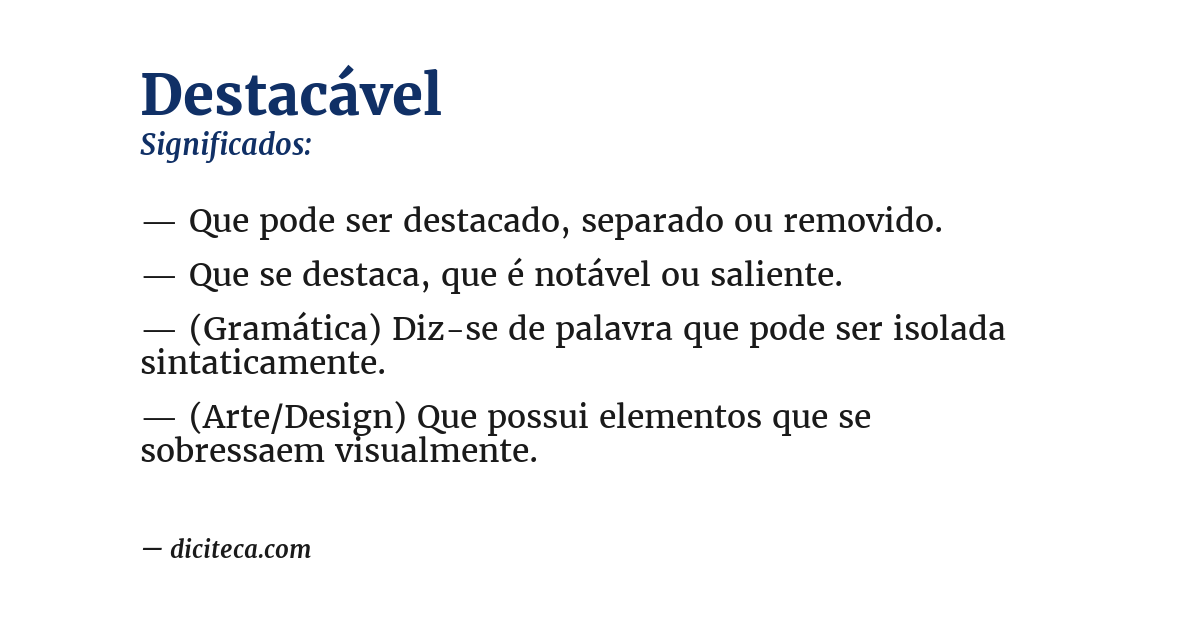 Significado de destacável