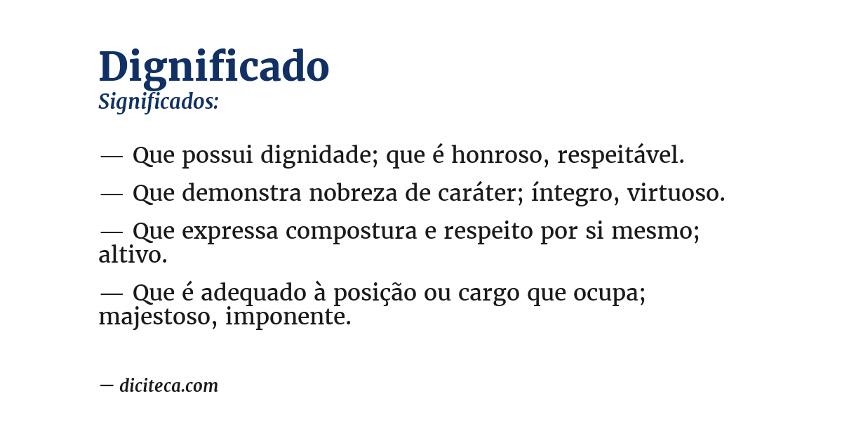 Significado de dignificado