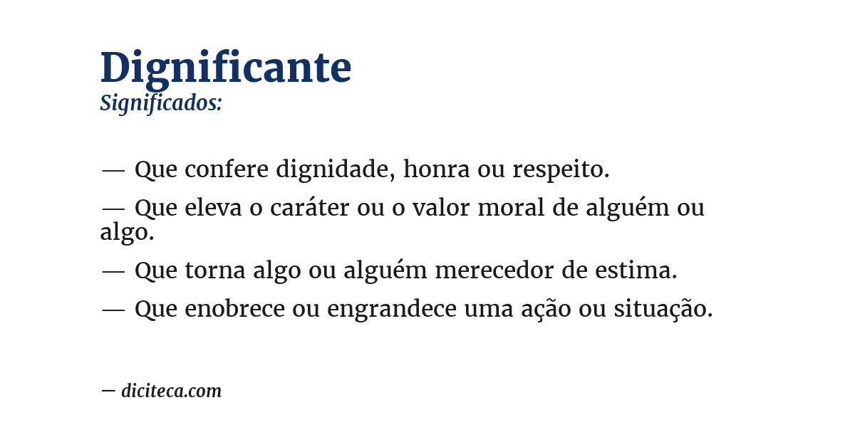 Significado de dignificante