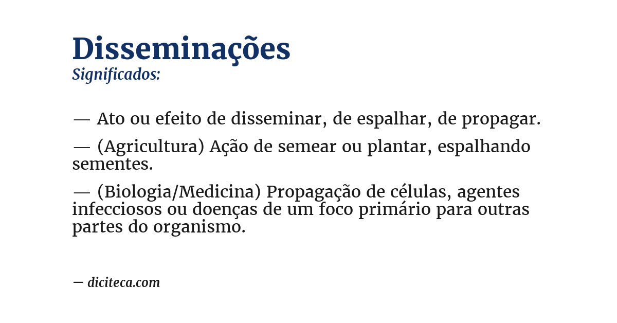 Significado de disseminações