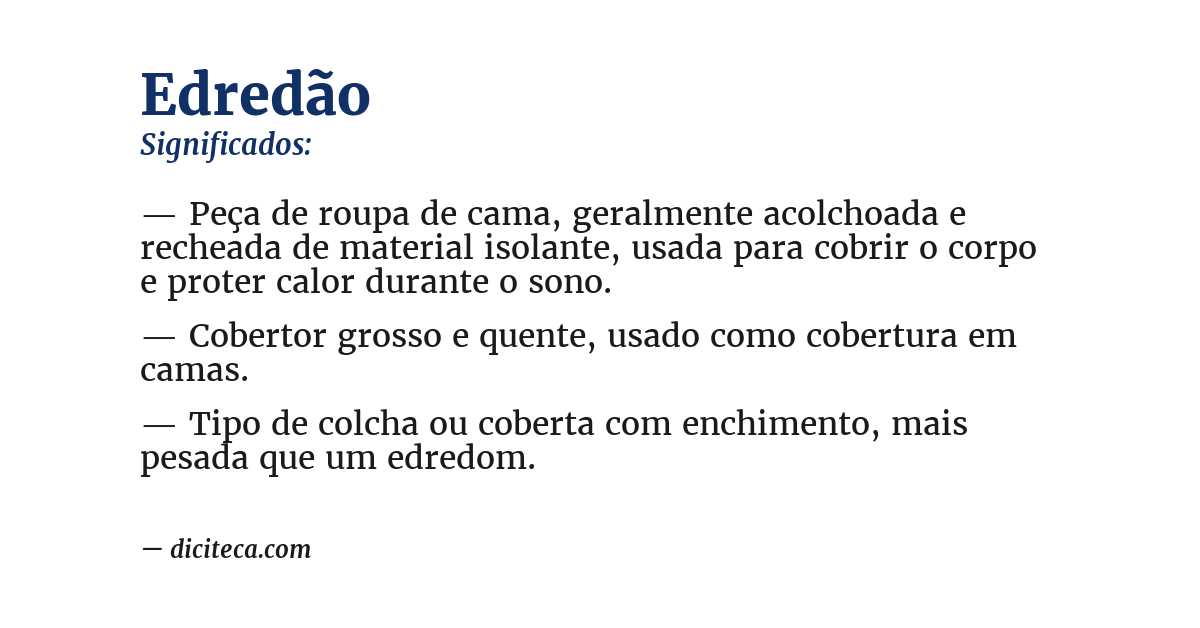 Significado de edredão
