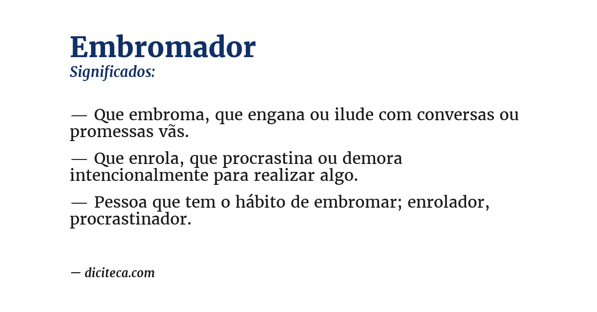 Significado de embromador