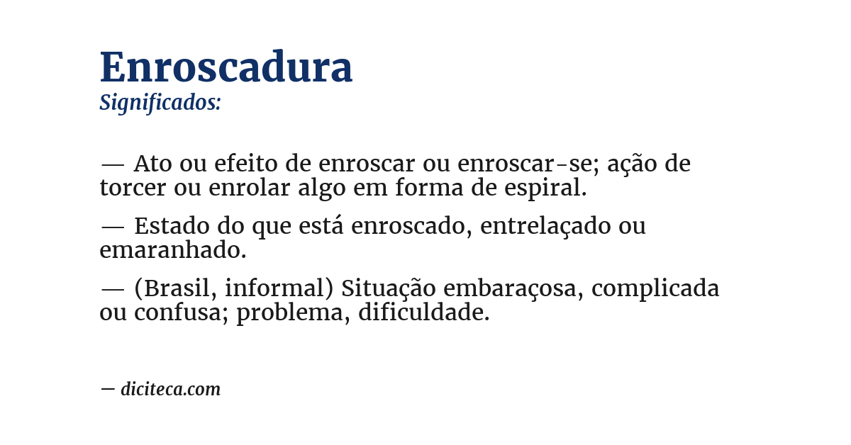 Significado de enroscadura