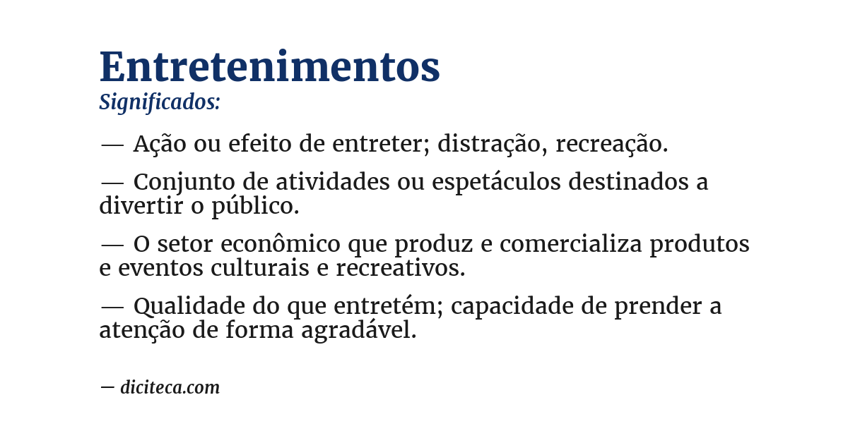 Significado de entretenimentos