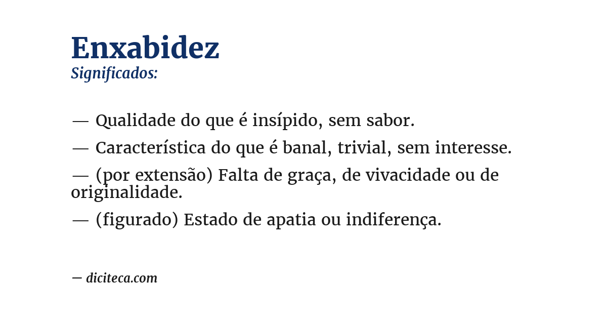 Significado de enxabidez