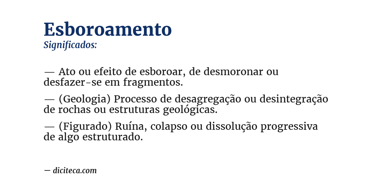 Significado de esboroamento