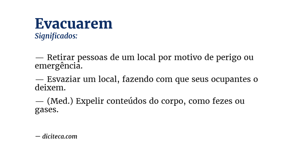 Significado de evacuarem
