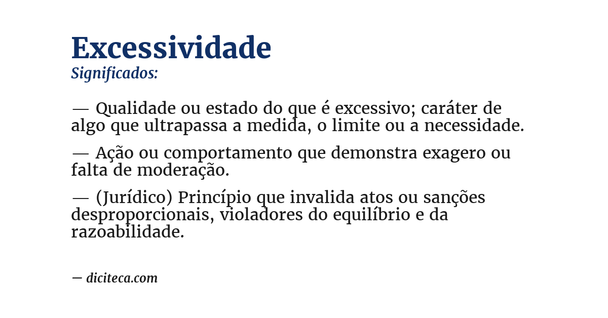 Significado de excessividade
