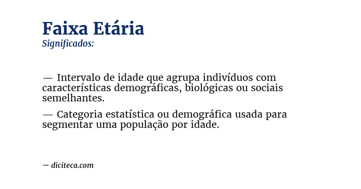 Significado de faixa etária