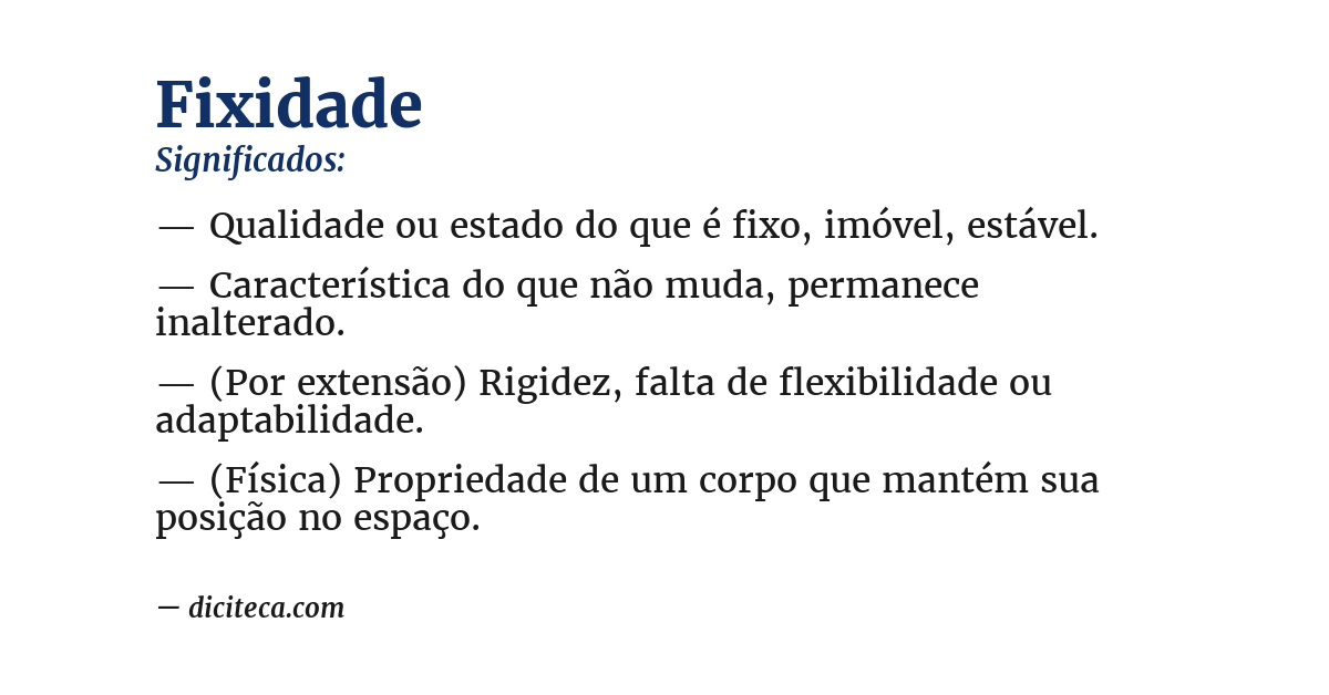 Significado de fixidade