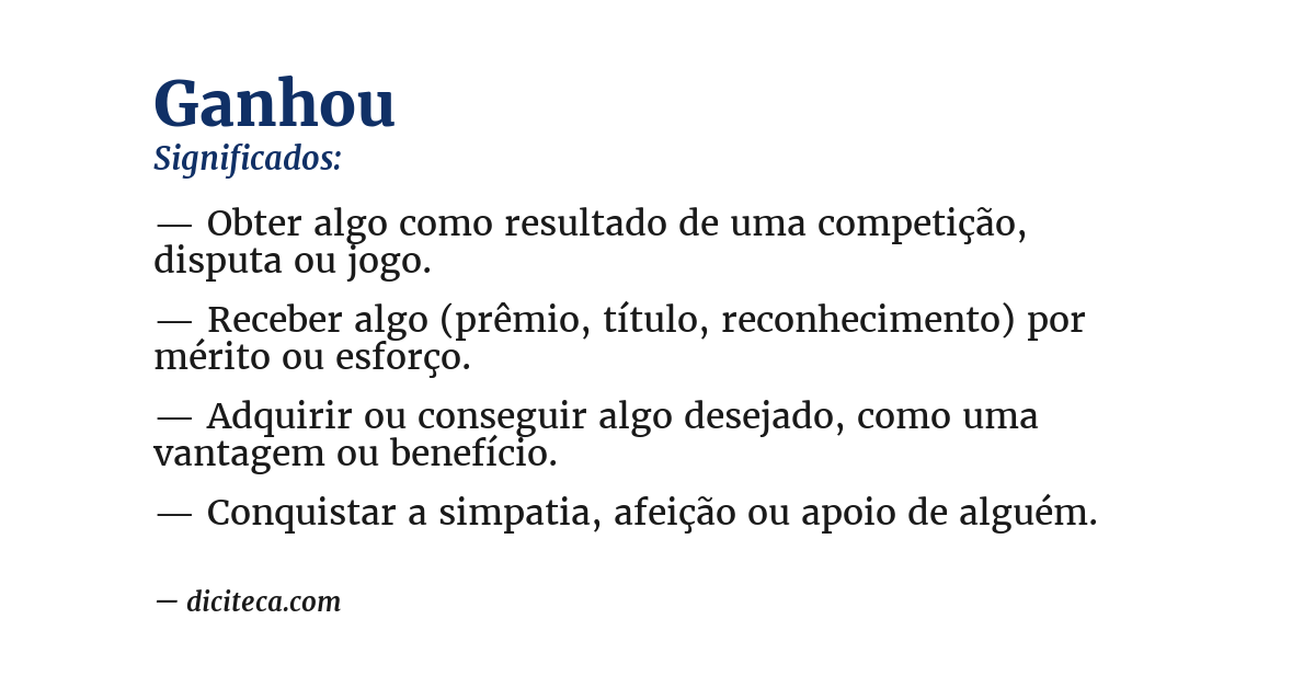 Significado de ganhou
