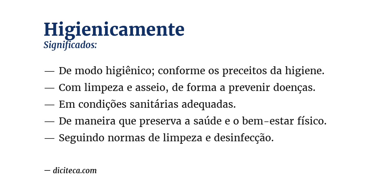 Significado de higienicamente