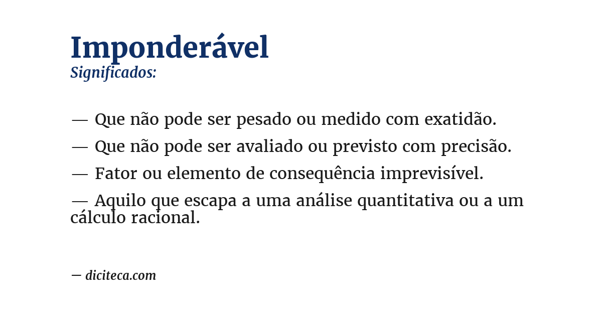 Significado de imponderável