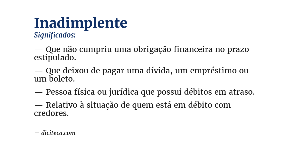 Significado de inadimplente