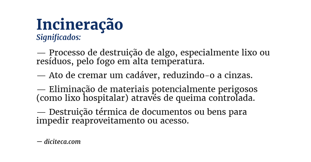 Significado de incineração