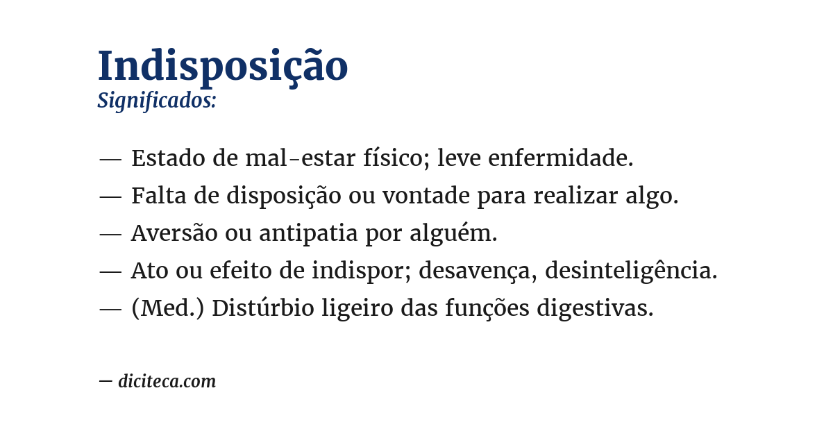 Significado de indisposição