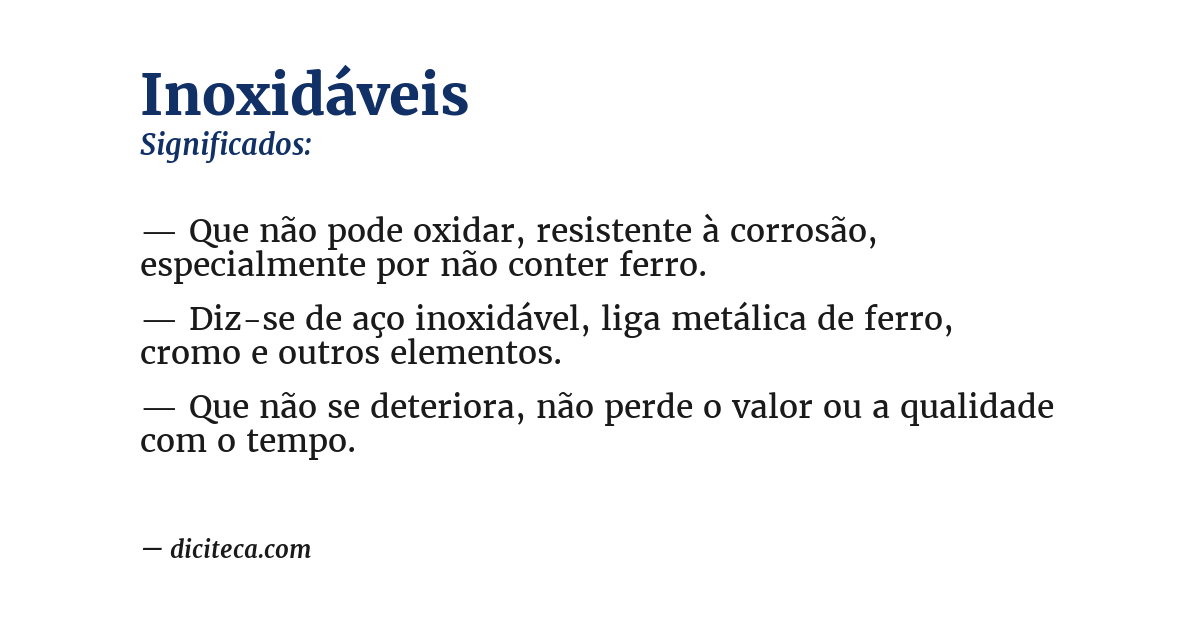 Significado de inoxidáveis