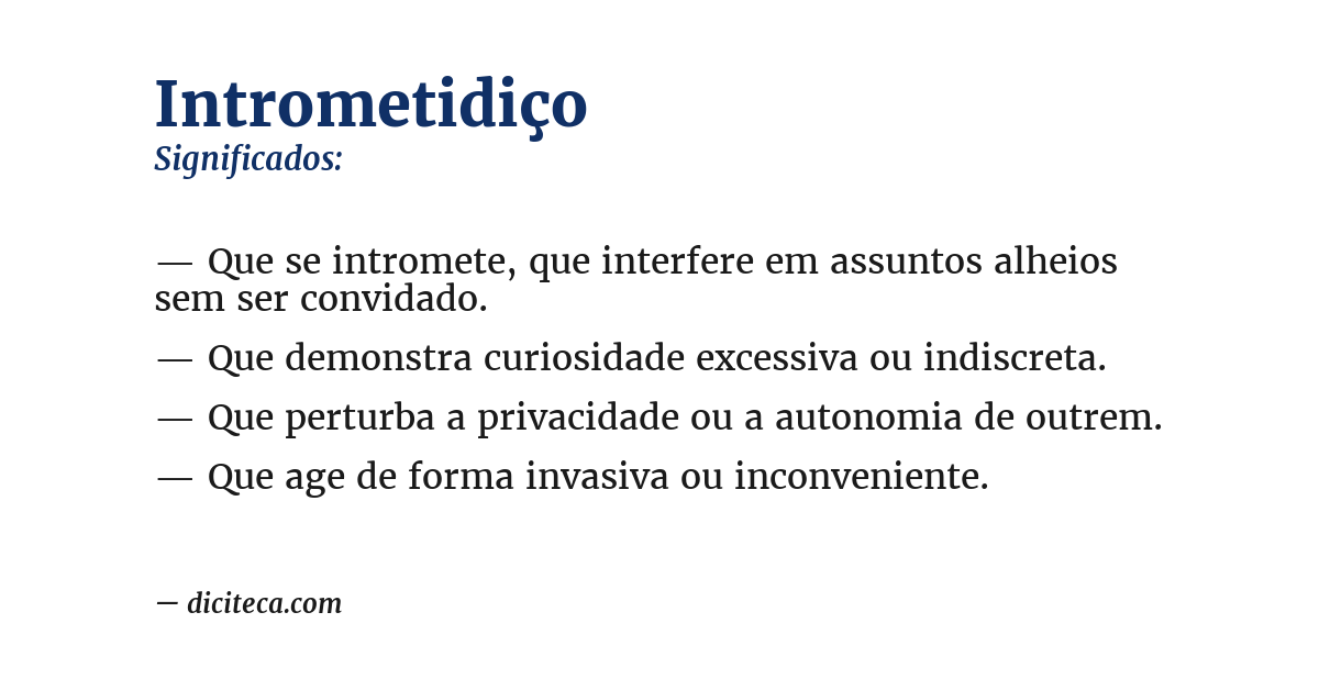 Significado de intrometidiço
