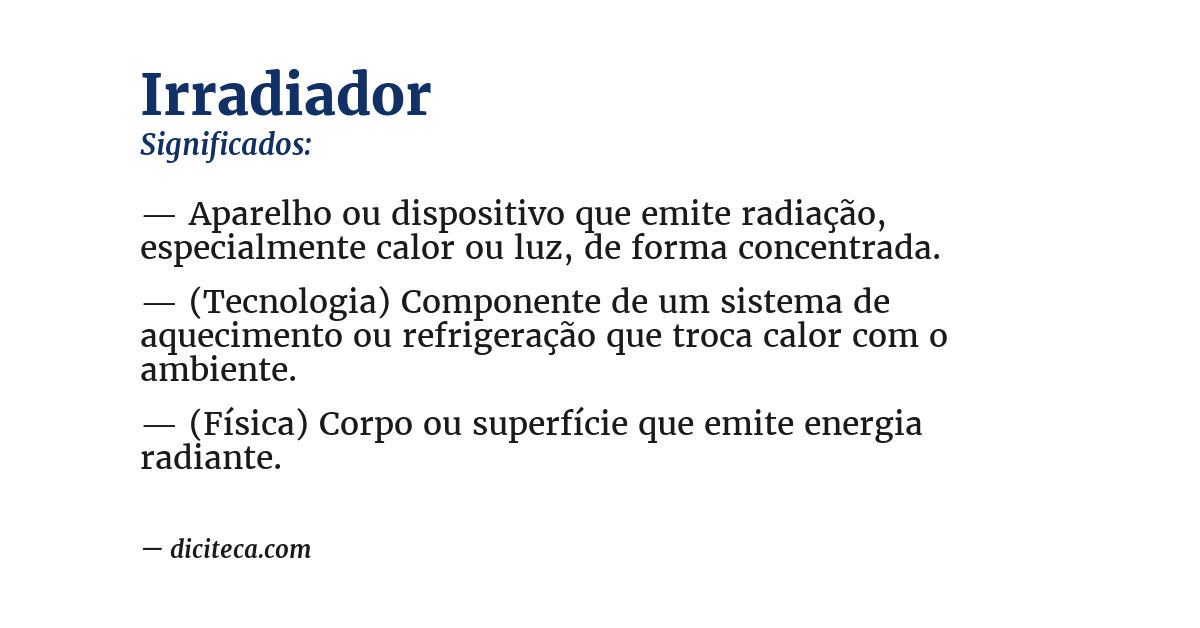 Significado de irradiador