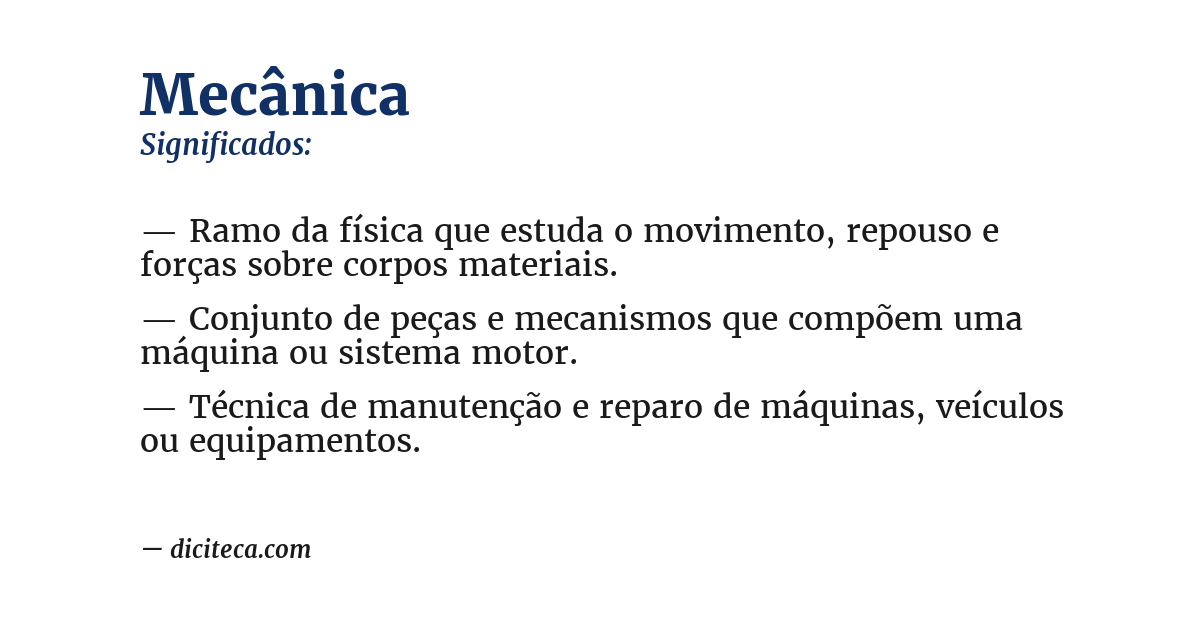 Significado de mecânica