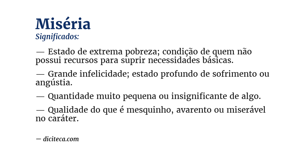 Significado de miséria