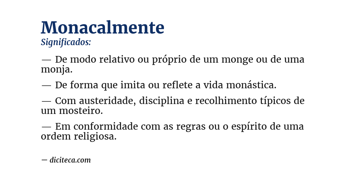 Significado de monacalmente