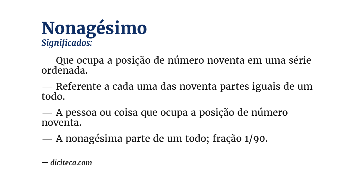 Significado de nonagésimo
